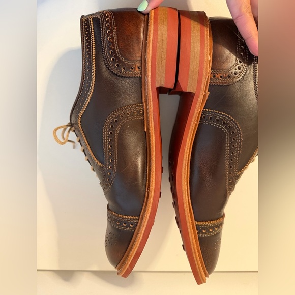 Allen Edmonds Brown Leather Wingtip Brogues with Tan Soles main image 14
